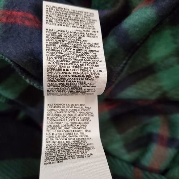 Old Navy XL Green/Blue/Red Plaid Fleece Henley Pajama Romper New - Picture 6 of 6